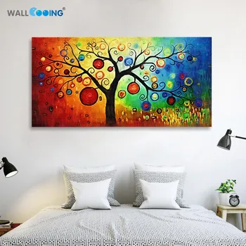 Ručne Maľované moderné abstraktné plátno na stenu umenie olejomaľba Apple peniaze strom na plátne obrovský dom jedinečný darček dekorácie fotografie