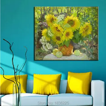 Ručne maľované plátno obrázok slnečnicový olej moderné obrazy domova moderného maliarstva olejomaľby na predaj pre domáce dekoroch