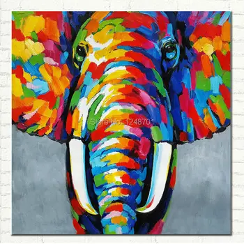 Ručne Maľované Pop Art Slon olejomaľba Na Plátne Afriky Abstraktné Umenie, Voľne žijúcich živočíchov pre Moderné Nástenné Art Domáce Dekorácie Maľovanie