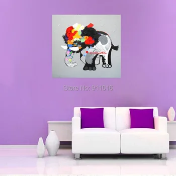 Ručne Maľované Steny Umenie Domova Slon Olejomaľba Na Plátne Abstraktné Obrazy Zvierat Moderné Zavesiť Obraz Na Obývacia Izba