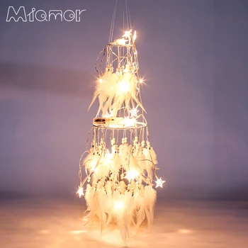 Ručné Biela Dvojité Dreamcatchers Prívesok So svetlom & Bez svetla Bar & Svadobné & Home Visí Dekor Vianočný darček Amor100