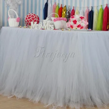 Ručné Biela Farba Tylu TUTU Tabuľka Sukne 100 cm x 80 cm, pre Svadobný Stôl Obchádza Prípade Strany Baby Sprcha Dekorácie