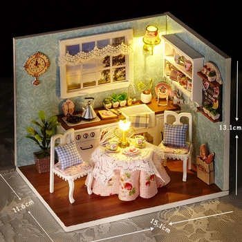 Ručné Doll House Nábytok Miniatura Diy Bábika Domy Miniatúrny Domček Pre Bábiky Drevené Hračky Pre Deti Grownups Darček K Narodeninám H08