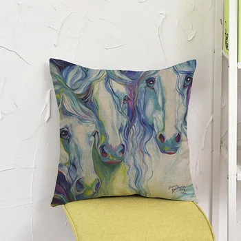 Ručné Farba Maľovanie Kôň Vankúše Pre Domáce Dekorácie Bavlnená posteľná Bielizeň 3D Vankúš Digitálna Tlač Stoličky Pad Kryt obliečok