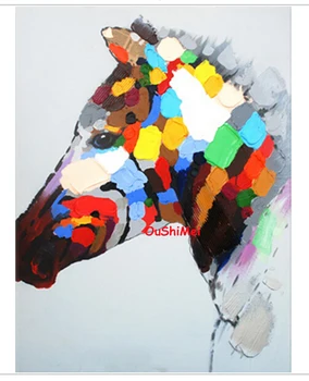 Ručné Lacné Abstraktné Maliarske Farby Kôň Obraz Na Plátne Olejomaľba Moderné Akrylové Maľby Nôž Zvieratá Obrázky