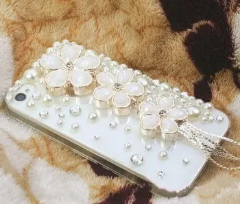 Ručné Luxusné Dizajnér Bling Farebné Špeciálne Crystal Pearl Flower Veselý puzdro Pre iPhone X 4S, 5S 5C 6/6P 7/7P 8/8P Prípade
