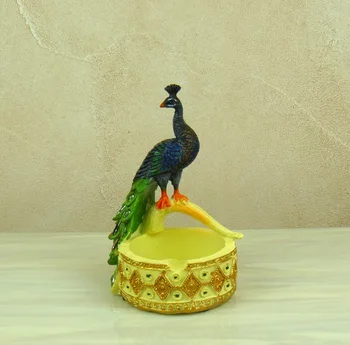 Ručné Páva Miniatúrne Sošky Dekoratívne Živice Zvierat Organizátor Box Maskot Trinket Darček a Remeselné Ornament Príslušenstvo