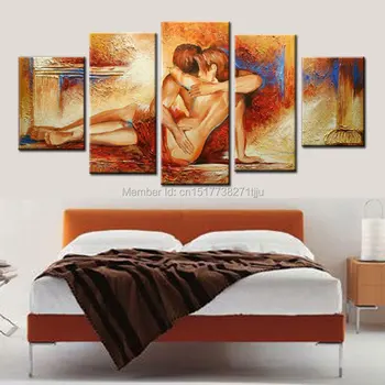 Ručné vnútorné dekoratívne plátno, olej, maľovanie na nahé pár v láske moderného domova sex, vášeň milovníkov umenia obrázok pre spálne