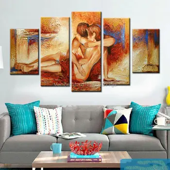 Ručné vnútorné dekoratívne plátno, olej, maľovanie na nahé pár v láske moderného domova sex, vášeň milovníkov umenia obrázok pre spálne