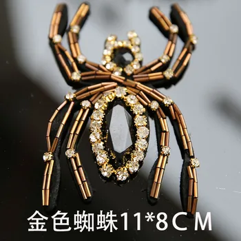 Ručné zvierat korálkové nášivka 3D Spider Šiť na drahokamu Škvrny na oblečení Vysoký stupeň lištovanie dekoratívne parches