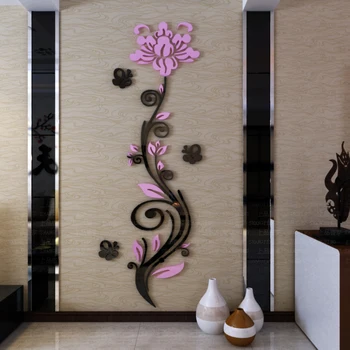 Ruže kvet viniča samolepky na stenu 3d crystal Akryl troch-dimenzionální samolepky na stenu Entranceway, tv joj, nástenné maľby