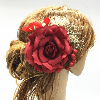 Ruže Kvet Vlasy Klip sponky do vlasov ozdoby, Svadobné Svadobné šaty Brošňa Barrette Svadobné Dekorácie, Doplnky do Vlasov Ženy Hairwear