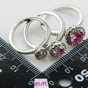 Ružová Kunzite 925 Sterling Silver Kvalitné dámske Šperky Zapojenie Svadobné Tri Veľkosť Prsteňa 6 7 8 9 10 F1123