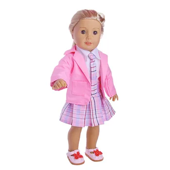 Ružová Kórea štýl Školské uniformy pre 18-palcové Americké dievča bábiku,43 cm Zapf baby born pre bábiku baby darček,Bábika príslušenstvo n1108
