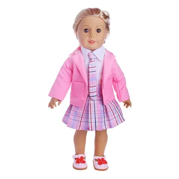 Ružová Kórea štýl Školské uniformy pre 18-palcové Americké dievča bábiku,43 cm Zapf baby born pre bábiku baby darček,Bábika príslušenstvo n1108
