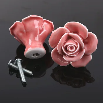 Ružová Vintage Rose Flower Keramické Izba Dekor Gombíkov Skrinku Zásuvky, Kuchynské Skrinky Potiahnite Rukoväť