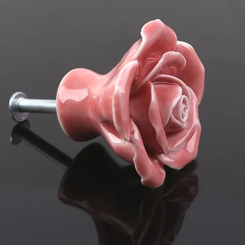 Ružová Vintage Rose Flower Keramické Izba Dekor Gombíkov Skrinku Zásuvky, Kuchynské Skrinky Potiahnite Rukoväť
