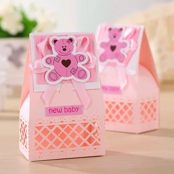 Ružové a Modré Roztomilé Dieťa Uprednostňuje Boxy Krst Bombonieres Láskavosti Baby Sprcha Podporuje Nápady Hostia Darčeky Okno (12Boxes)