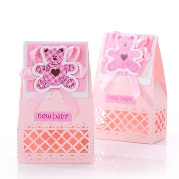 Ružové a Modré Roztomilé Dieťa Uprednostňuje Boxy Krst Bombonieres Láskavosti Baby Sprcha Podporuje Nápady Hostia Darčeky Okno (12Boxes)