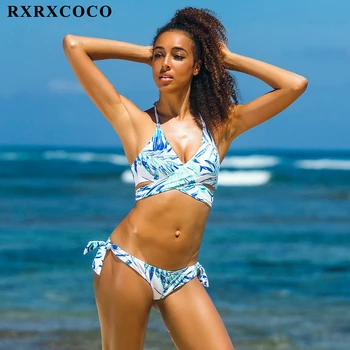 RXRXCOCO 2018 Hot Sexy Kríž Brazílske Bikiny Žien Plavky Plážové Kúpanie Oblek Push Up Bikini Set Top s uväzovaním za Obväz Plavky