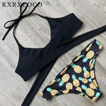 RXRXCOCO 2018 Hot Sexy Kríž Brazílske Bikiny Žien Plavky Plážové Kúpanie Oblek Push Up Bikini Set Top s uväzovaním za Obväz Plavky