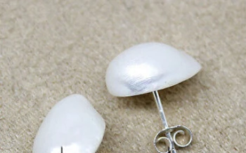Ry00470 1 pari prírodné barokový white pearl náušnice strieborné gombíky 10 mm*12mm