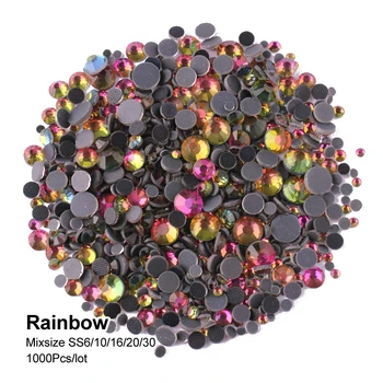 Rýchla oprava Drahokamu Rainbow Mix veľkosť SS6-SS30 Crystal flatback kamene 1000Pcs/veľa pre Ozdobu DIY doprava zadarmo