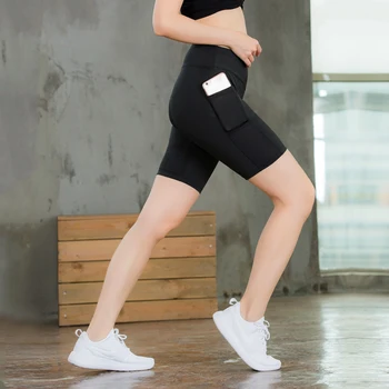 Rýchle Suché Leto Ženy Kompresie Šortky Elastické Beží Fitness Gym Jogy Krátke Nohavice S Vreckom Patchwork Cvičenie Legíny