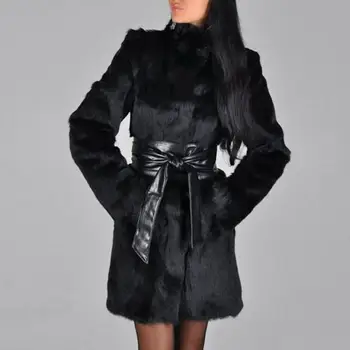 S-4XL zimné plus veľkosť imitácia líška srsť srsť luxusné ženy dlho umelú kožušinu bunda, kabát wj1563 s pásom módnej značky dobrej kvality