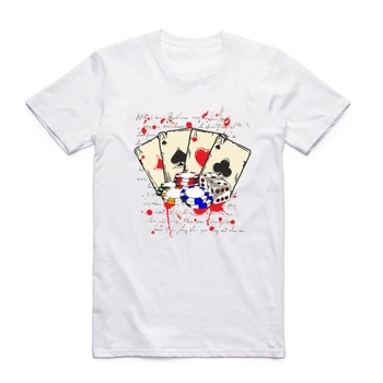 S-XXX Muži Ženy Casino Las Vegas Print Biele Fashion T-shirt Krátkym rukávom O-Krku Unisex Harajuku Joker Hazardných hier Cool Tričko