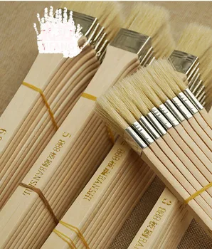 Sada šiestich (1#,3#,5#,7#,9#,11#) priame optimalizácia drevené olejové farby štetcom umelcov štetina vlasov kefa umenie Akrylových Farieb