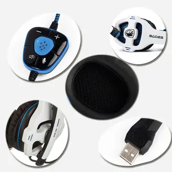 Sades SA903 7.1 Priestorový Zvuk kanálový USB Herné Headset Káblové Slúchadlá s Mikrofónom hlavový most šumu Slúchadlá hráč
