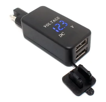 SAE USB kábel Kábel Adaptéra s Modrým Voltmeter 4.2 Dual USB Nabíjačku na Motocykel pre Chytré telefóny, Tablety, GPS