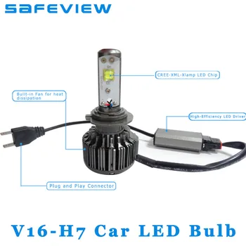 SAFEVIEW H4 led H7 Auto žiarovky svetlometu 9003 hb2 H8 H9 H11 9005 HB3 V16 led osvetlenie 40W 4800LM 6000K automobily osvetlenie žiarovka