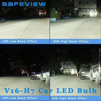 SAFEVIEW H4 led H7 Auto žiarovky svetlometu 9003 hb2 H8 H9 H11 9005 HB3 V16 led osvetlenie 40W 4800LM 6000K automobily osvetlenie žiarovka