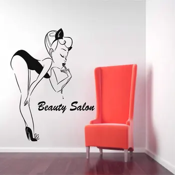 Salón krásy Sexy Žena Vzorované Stenu Domov obývaciu izbu Špeciálne Moderné Babershop Vinyl Nástenné Maľby na Stenu-Nálepky WM546