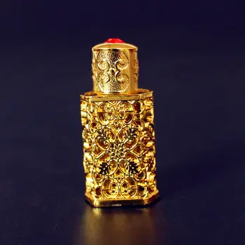 SAMBETTE 3ml Antiqued Kovové Parfum Fľašu Arabskom Štýle Zliatiny Duté sa Éterické Oleje Fľaša na Blízkom Východe Sklo Kvapkadla Fľašu