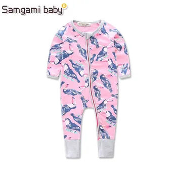 SAMGAMI BABY Nové Zips Dizajn, Doplnky, Detské Potápačské Dlhým rukávom Unisex Baby Pink Romper Novorodenca Bavlna Jumpsuit Infantil Oblečenie