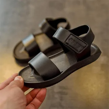 Sandále Pre Chlapcov 2018 lete nové detské sandále 1-6 rokov, jednoduchý chlapec pláže topánky čierne a biele topánky veľkoobchod 21-25