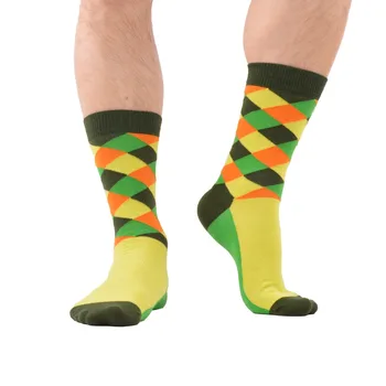 SANZETTI 5 pair/veľa Luxusné Mužov Ponožky Svetlé Farebné Česanej Bavlny Ponožky Zábavné Argyle Vzor Bežné Šaty Ponožky Svadobný Dar