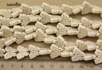 Sauvoo 36pcs/oblasti činnosti Biela Howlite Kameň Animal Butterfly Voľné Dištančné Korálky 13*15 mm pre DIY Náramok Šperky Zistenia F1236