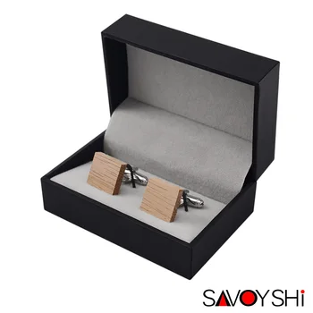 SAVOYSHI Low-key Luxusné Drevo Kravatu, manžetové gombíky, Klipy Sady Stručné Ryža, biele Módy manžetové Business Darček Značky šperkárstvo