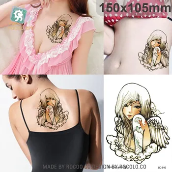 SC-916/Veľká Cartoon Sexy Dievča Vzory Tetovanie v Pohode Hrudníka Body Art Dočasné Tetovanie Nálepky Falošné Veľké Tatoos
