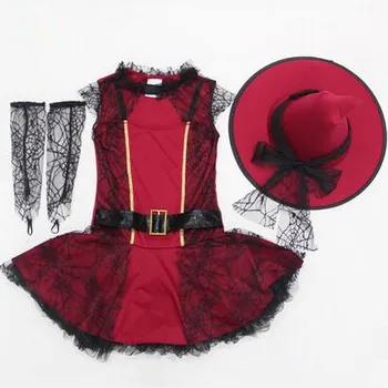 Scarlet witch kostým pre dievčatá, halloween čarodejnice cosplay čarodejnice šaty halloween kostýmy pre deti maškaráda šaty
