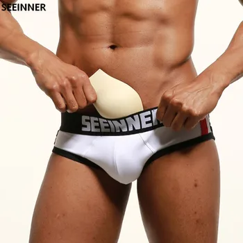 Seeinner značky 5 ks vydutie zvýšenie mens bielizeň nohavičky gay bielizeň push up pohár rozšírenie sexy calzoncillos hombre slip