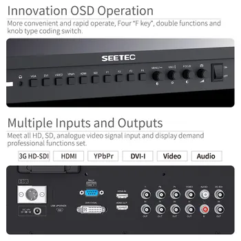 Seetec 17.3 Palce Hliníkový Dizajn 1920x1080 4K Vysielanie Monitor s 3G-SDI HDMI, YPbPr, AV 4K173-9HSD-192(Originál P173-9HSD)