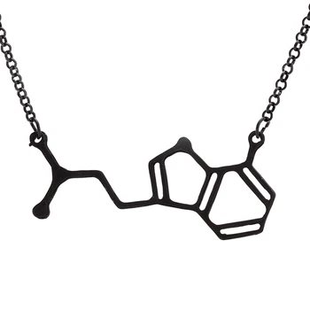 Serotonín Molekuly Chémie Náhrdelník Malá Čierna Prívesok Náhrdelníky pre Ženy Roztomilý Jednoduché Strany Šperky