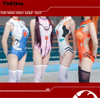 Sexy Anime Evangelion EVA Plavky Backless Plavky jednodielne Cosplay Kostýmy SUKUMIZU Asuka Ayanami Mari Plavky