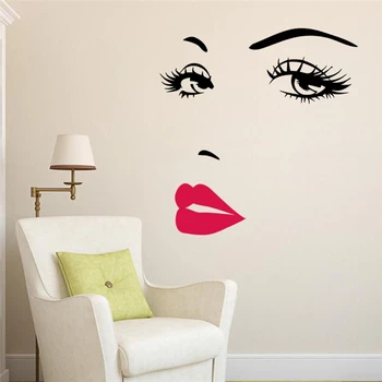 Sexy dievča pery oči samolepky na stenu obývacej spálne dekorácie diy vinyl adesivo de paredes domov obtlačky nástenná maľba umenie plagátu domova