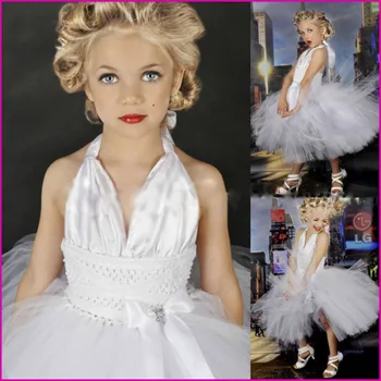 Sexy tvaru Bielej Farby Marilyn Monroe Cosplay Tutu Šaty Dievča Zdobiť Vlastné Prispôsobené Pre Deti Večierok Veľkosť 2t-6t